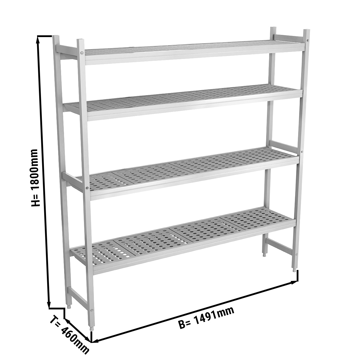 ALUMINUM FLOOR SHELF 1611X460X1800MM