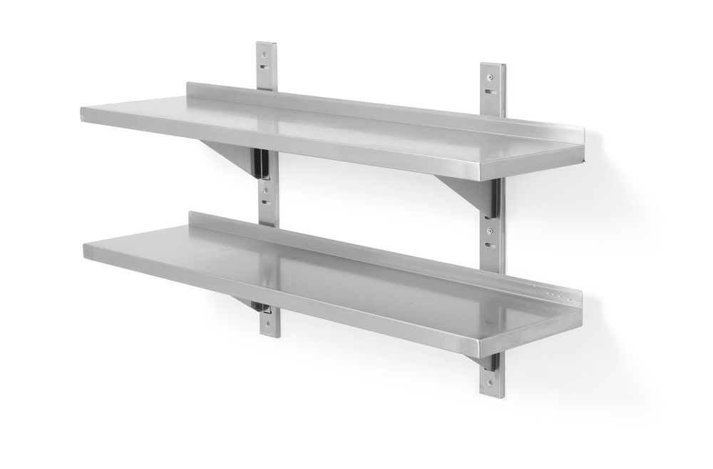 Двойная настенная полка, регулируемая, с 2 кронштейнами, HENDI, 1200x300x(H)600мм