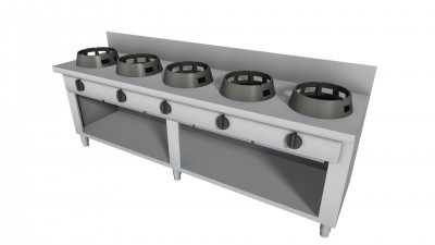 WOK PLIIT, TAGAÄÄREGA+ALUS 5X21KW 250X70CM